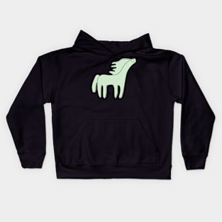 Silly Simple Minimalist Pastel Green Horse on Pink Kids Hoodie